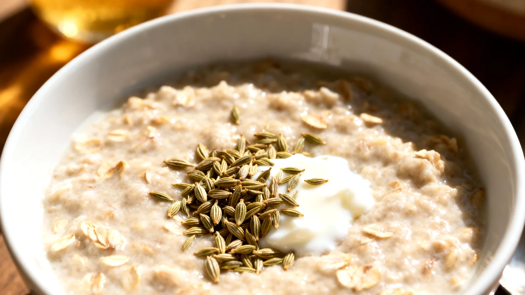 Porridge di avena con semi di finocchio e kefir"