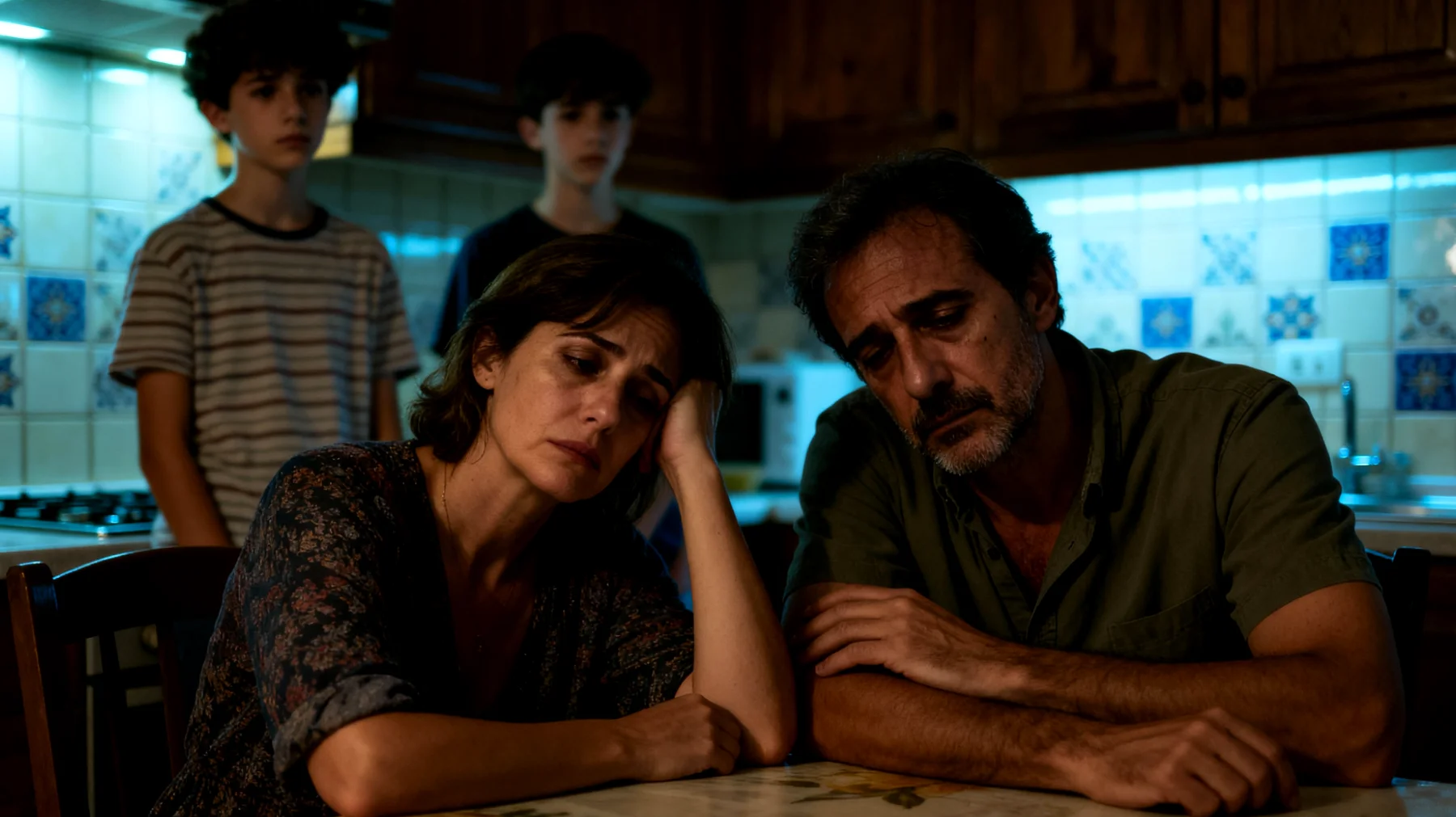 Genitori esausti che faticano a mantenere la pazienza e la presenza emotiva con i figli adolescenti a causa dei ritmi frenetici tra lavoro, gestione domestica e impegni familiari, rischiando di compromettere la qualità della relazione"